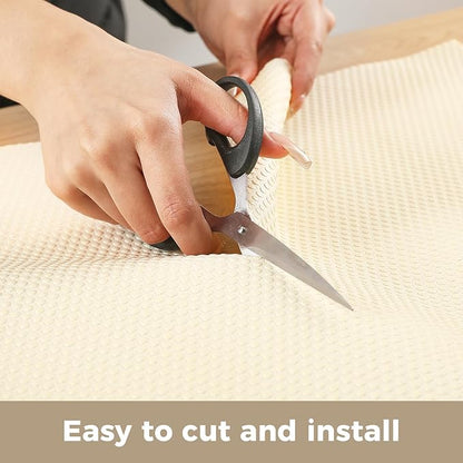 100% EVA Shelf Liner for Kitchen Cabinet, 24" x 120" Drawer Liners Non Adhesive Non Slip Waterproof Plastic Paper, Dresser Pantry Bathroom Refrigerator Protector, Cream