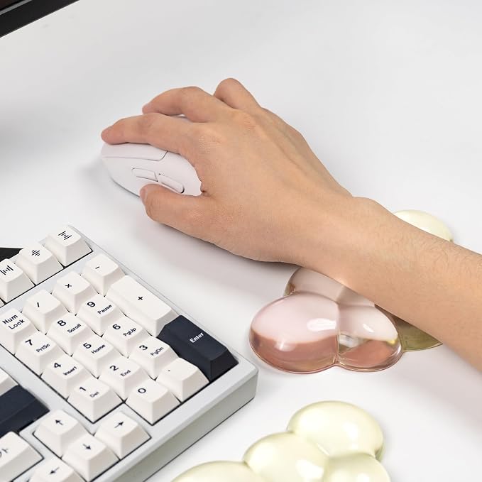 Ergonomic Cloud Silicone Gel Keyboard and Mouse Wrist Rest Set – Clear Wrist - Image 6