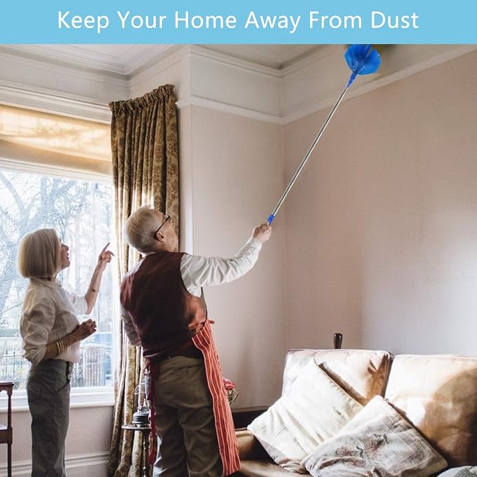 Cobweb Duster with Extension Pole, Washable Cleaning Duster Kit with 3 Duster - Image 6