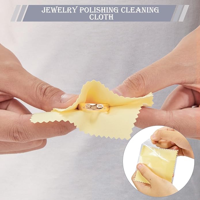Moukeren 150 Pcs Soft Polish Cloth Individually Packed Jewelry Cleaner - Image 6