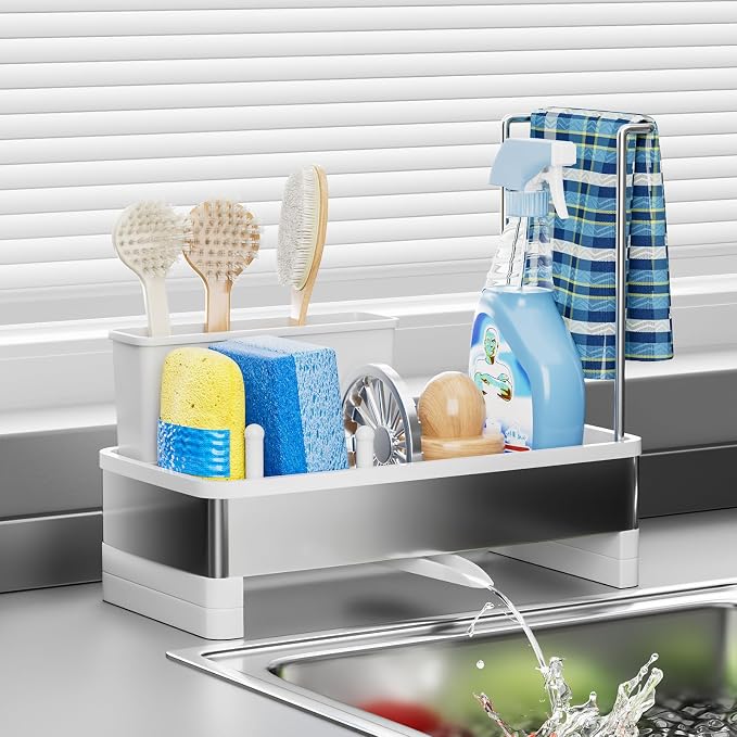 Stainless Steel Sink Caddy, Sponge Holder by EwaiiraHomeStorageOrganizer