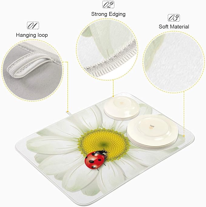 Tarity White Daisy Dish Drying Mat - Image 4