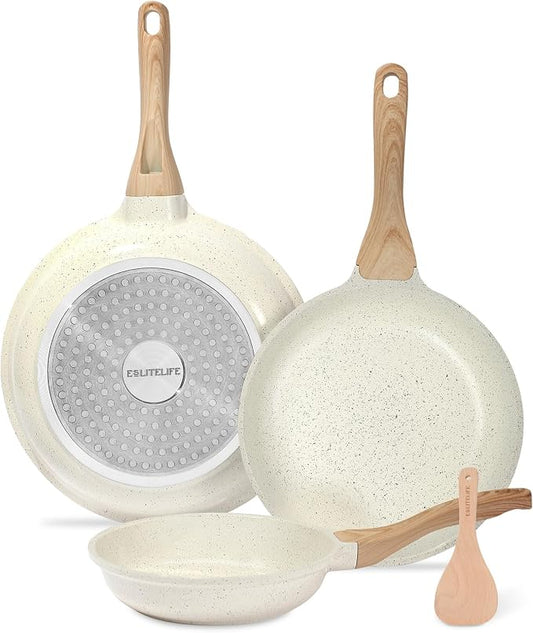 ESLITE LIFE Nonstick Ceramic Frying Pans Skillets Set, Non-Toxic Egg Omelette by ESLITELIFE