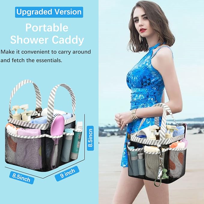 Haundry Mesh Shower Caddy Bag, Large College Dorm Bathroom Caddy Organizer - Image 5