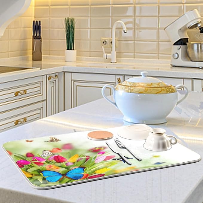Tarity Colorful Tulip Butterfly Dish Drying Mat - Image 6