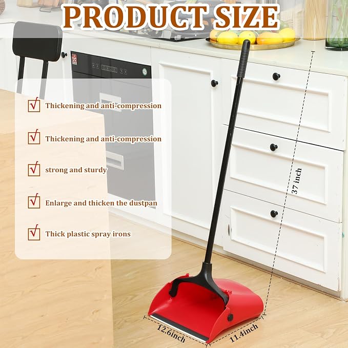 Weewooday 8 Pieces Commercial Lobby Dustpan Plastic Upright Dust Pan - Image 3