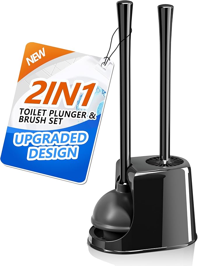 Toilet Plunger and Brush Set, Bowl Brush and Heavy Duty Toilet Brush by UPTRONIC