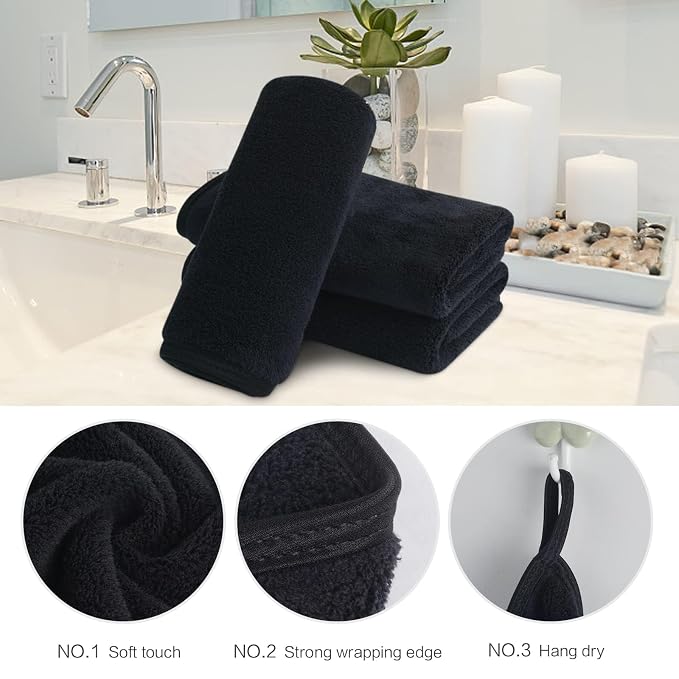SINLAND Absorbent Coral Velvet Washcloth Ultra Soft Microfiber Face Towels 12 x - Image 3