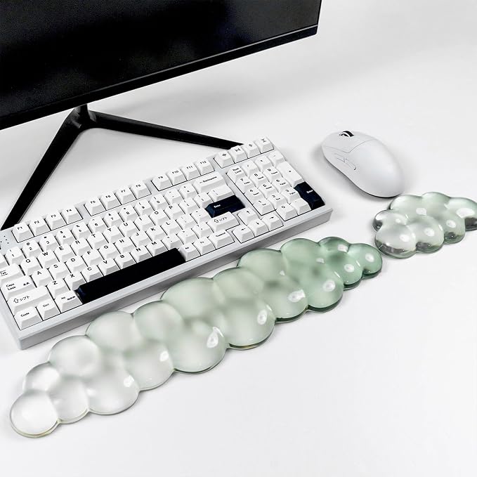 Ergonomic Gel Keyboard and Mouse Wrist Rest Set – Green Cloud Wrist Rest by Sumgsn