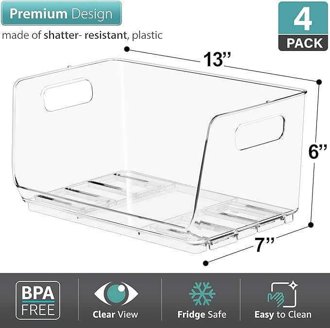 Sorbus Stackable Storage Bins Open Front - Image 2