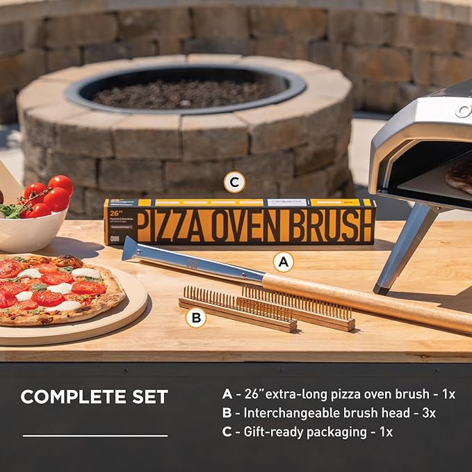 26'' Pizza Oven Brush with Stone Scraper - Image 6