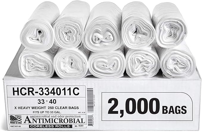 Aluf Plastics High Density Trash Bags, 33 Gallon, 11 Micron, by AlufPlastics
