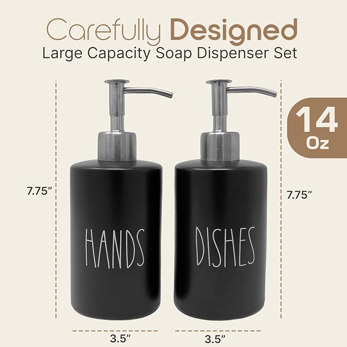 Modern Farmhouse Ceramic Dishes and Hands Soap Dispenser Set - Image 2