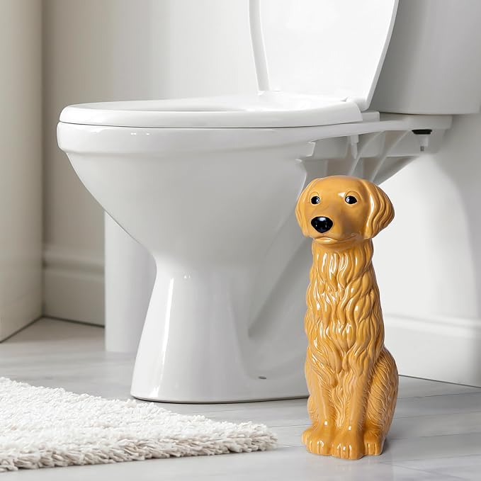 Golden Retriever Ceramic Toilet Brush Holder - Image 2