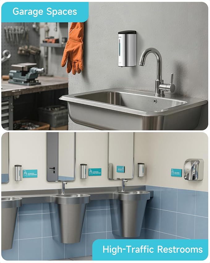AIKE Automatic Wall Mount Liquid Soap Dispenser, Commercial Stainless Steel - Image 7