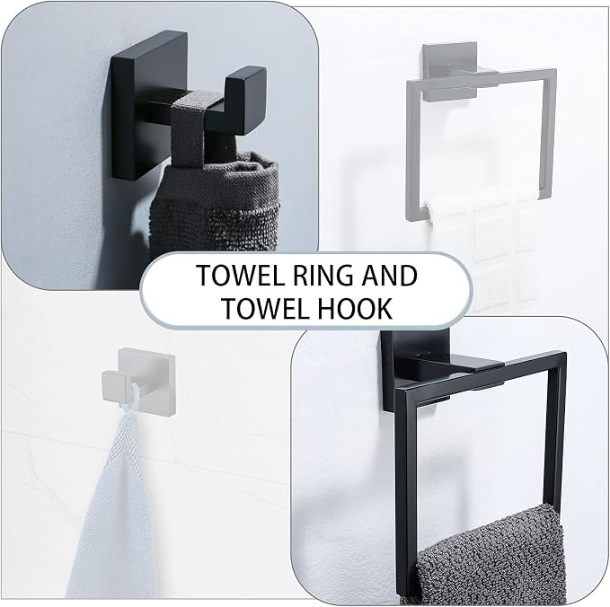 Matte Black Bathroom Accessories Bath Accessories Set Towel Racks - Image 4