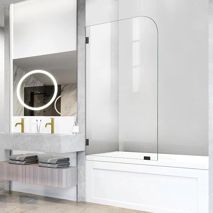 Frameless Bathtub Shower Door, 1/4" Clear Tempered Glass Bathroom Shower Screen by ELYXIAN