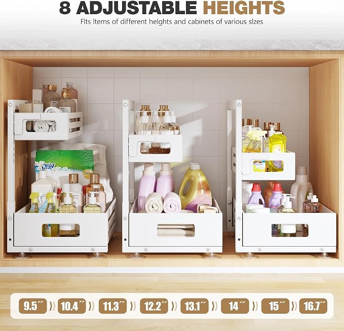 2 Pack Under Sink Organizer, Pull Out Cabinet Organizer - Image 8