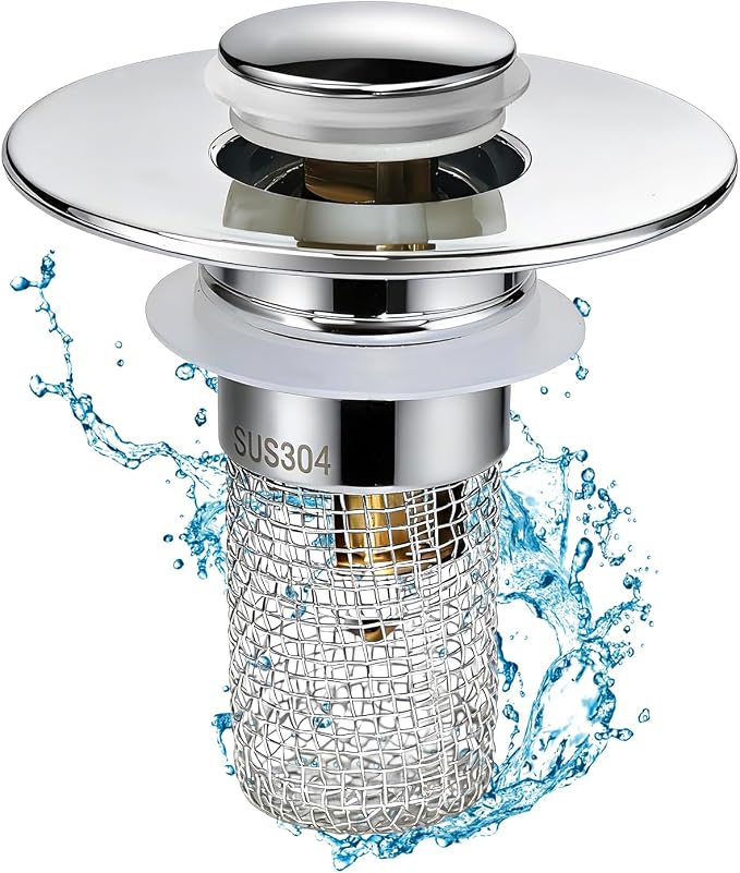 Universal Bathroom Sink Stopper & Hair Catcher, Stainless Steel Drain Filter by Unknown
