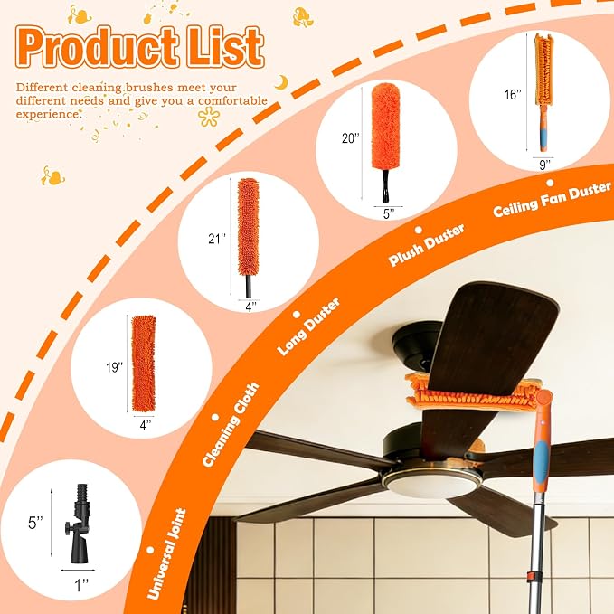 36FT Reach Ceiling Fan Cleaner Duster, Fan Blade Cleaner Kit - Image 2