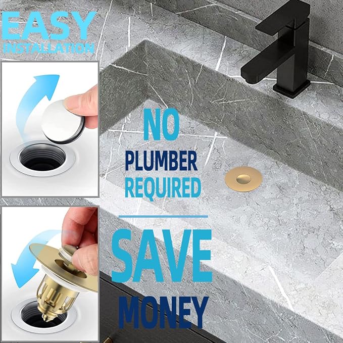 Universal Bathroom Sink Stopper, Pop Up Sink Stopper - Image 3