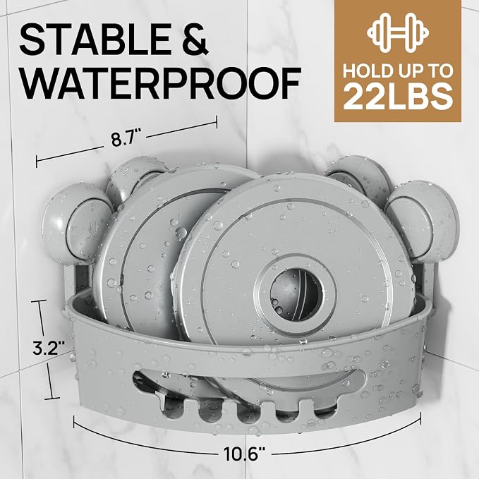 LEVERLOC Corner Shower Caddy Suction Cup, Shower Caddy Basket Powerful Suction - Image 3