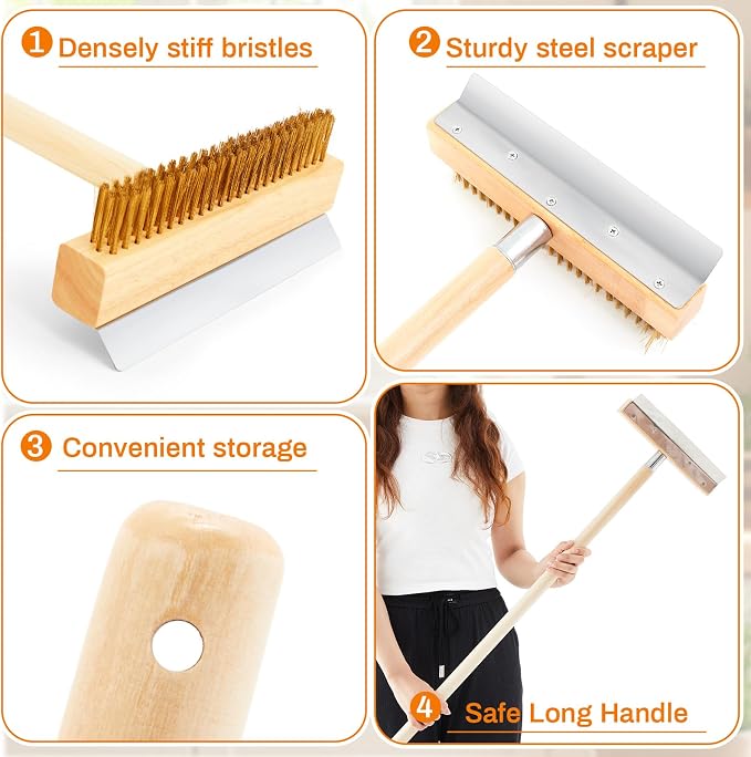 2 Pack 37 Inch Wood Handle Pizza Oven Brush - Image 4