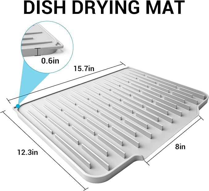 Silicone Dish Drying Mat for Kitchen Counter, Foldable & Heat Resistant Drying - Image 2