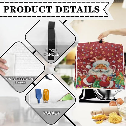 Christmas Stand Mixer Cover Dust Cover Santa Claus Red Stand Mixer Covers For Kitchen Aid 4.5-5 Quart Mixers Dustproof Cloth Cover for Small Appliance Protector, Christmas Tabletop Decor