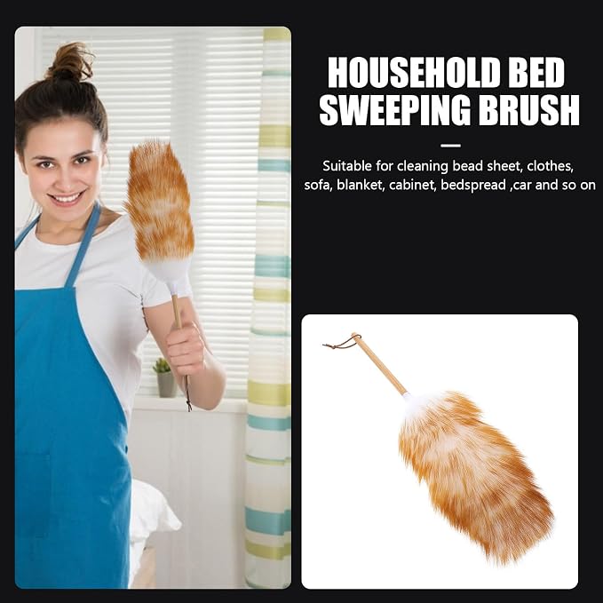 Wool Duster Brush with Handle, Lightweight Dusting Tool - Image 5