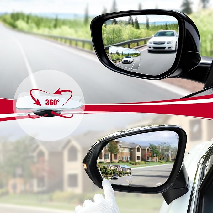 LivTee Blind Spot Car Mirror, HD Glass Frameless Convex Side Mirror Blindspot - Image 5
