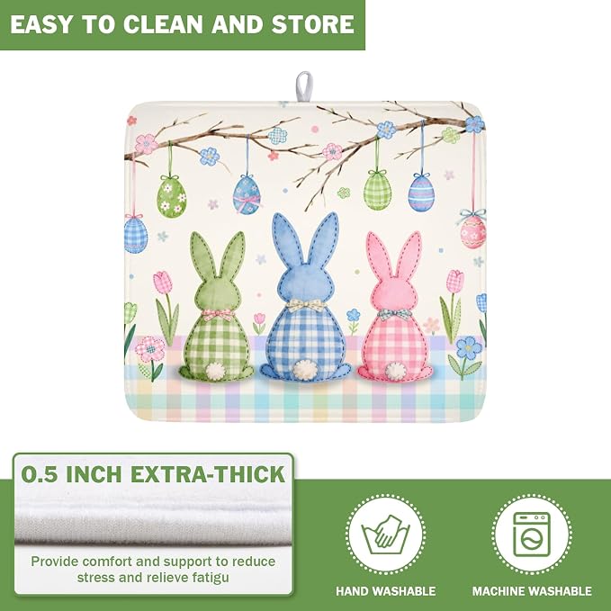 Easter Bunny Dish Drying Mat for Kitchen Counter 16 x 18 Inch Rabbit Eggs Dish - Image 5