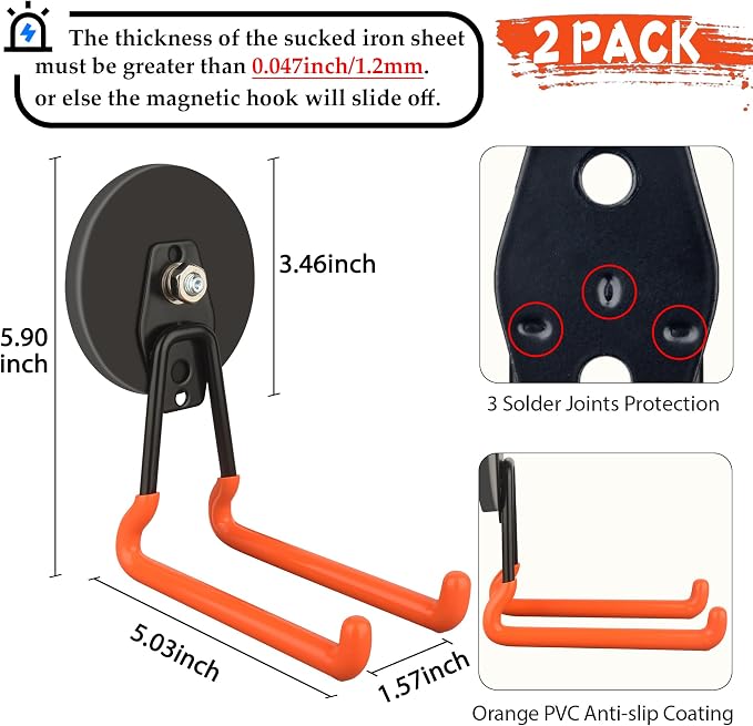ULIBERMAGNET New Updated Strong Magnetic Hooks, 2 Pack Heavy Duty Large - Image 2