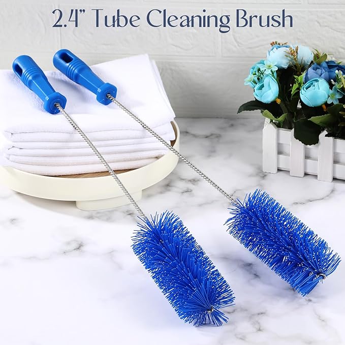 Baderke 2 Pieces Drain Brush Pipe Cleaning Blue Tube Brushes 19.7 Inch Plastic - Image 4