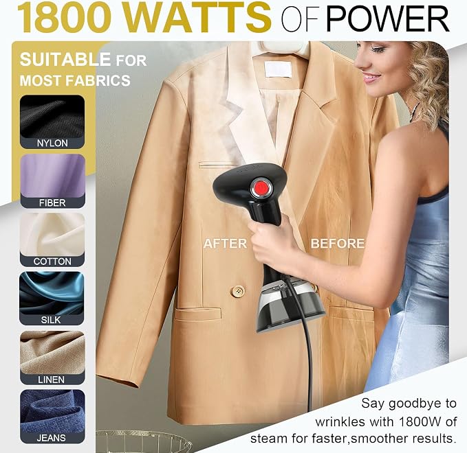 Steamer for Clothes, 1800W Fast Heat-up Clothes Steamer Handheld Garment Steamer - Image 3