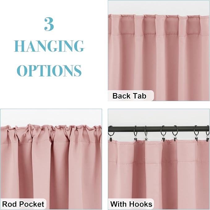 RYB HOME Blackout Curtains for Bedroom, Small Windows Shades Thermal Insulating - Image 2