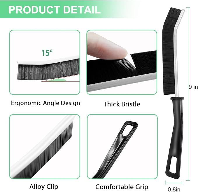 Crevice Cleaning Brush, Hard Bristle Grout Scrub Brushes Tool, Straw Cleaner - Image 2