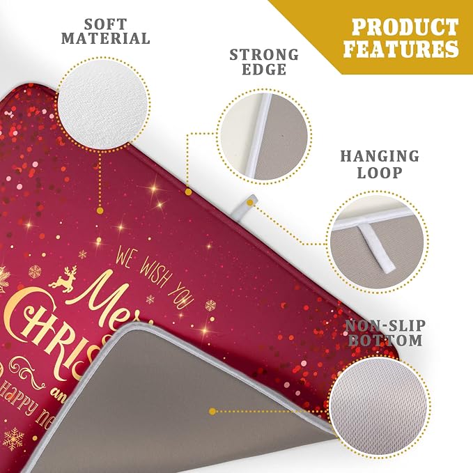 Merry Christmas Drying Mat for Kitchen Counter 18x24 Inch Christmas Dish Mat - Image 4