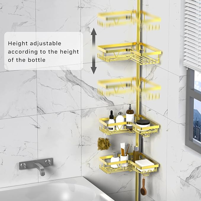 KEGII Corner Gold Shower Caddy Tension Pole - Image 2