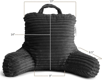 Nestl Reading Pillow for Kids & Teens with Shredded Memory Foam, Luxe Cut Plush Backrest Pillows for Reading and Gaming, for use on Couch, Bed, Floor, Adjustable Support with Washable Cover Dark Grey