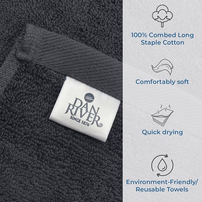 DAN RIVER Bath Towels Set of 4, 27 x 54 Inches, 100% Cotton, Larger & Lighter - Image 3