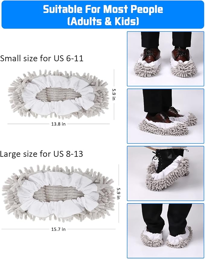 8 Pcs Mop Slippers Socks Floor Cleaning, Microfiber Shoe Covers dust Washable - Image 4