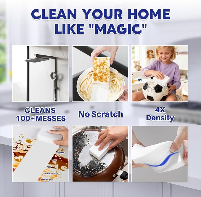 30 Pack 4X Density Magic Melamine Sponge Eraser, GRS Certified Cleaning Sponge - Image 2