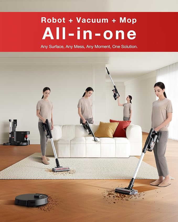 Yeedi C12 Combo Cordless Stick Vacuum & Robot & Mopping, All-in-one Cleaning - Image 3