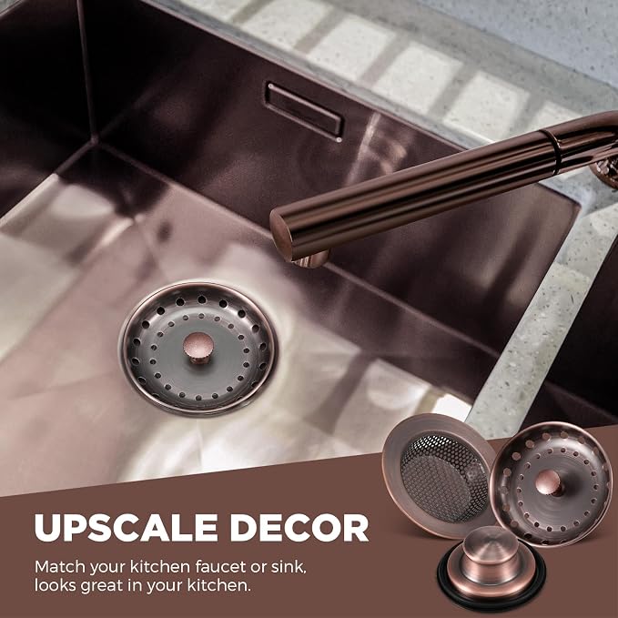 Mudder 3 Pcs Kitchen Sink Drain Strainer and Stopper Stainless Steel Garbage - Image 5
