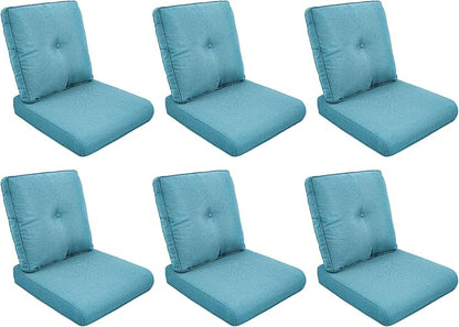 Patio Cushions for Outdoor Furniture - 22" x 25" x 4" UV Resistant Thick Foam Cushions Water Resistant Replacement Cushion for Outdoor Patio Furniture Chair/Sofa/Couch | Light Blue | 6-Pack |