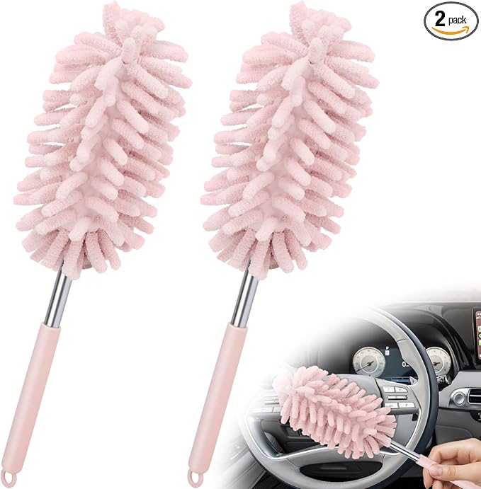 2 PCS Car Interior Duster with Extension Pole, Microfiber Car Duster with by ecocstm