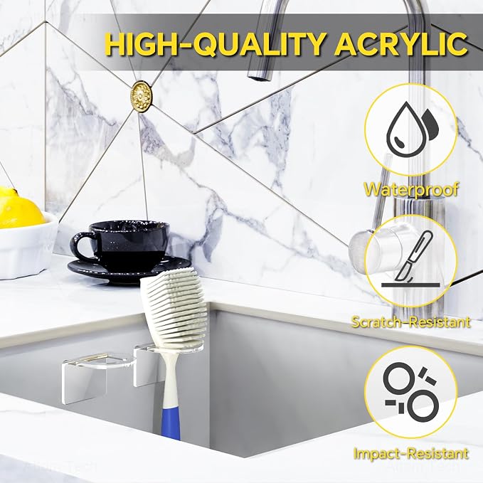 NiHome Clear Acrylic Kitchen Sink Brush Holder 2PCS, Universal Fit Compatible - Image 3