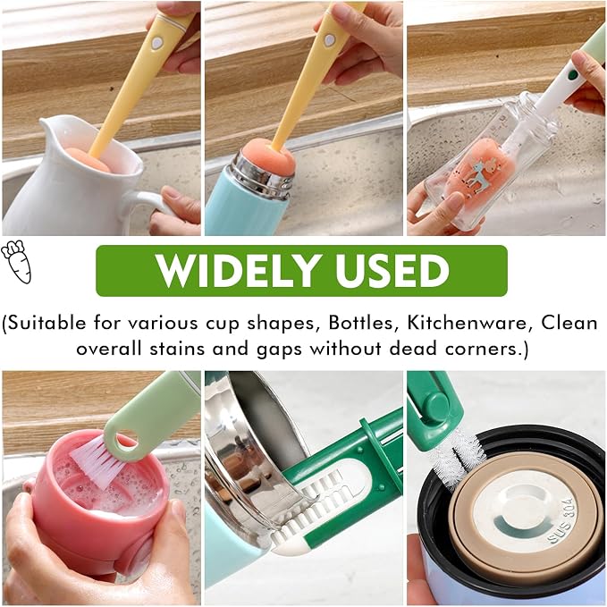 Bottle Cleaning Brush 5 PCS Long Handle Bottle Brush 4 in 1 Detachable - Image 4