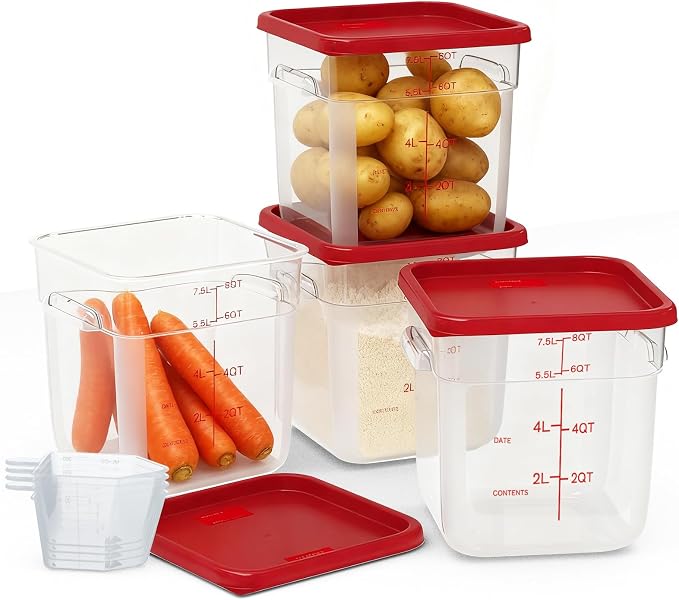 4 Pack 8 Quart Square Clear Food Storage Containers - Image 7